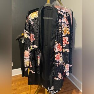 Urban Outfitters Floral Velvet Kimono Duster
